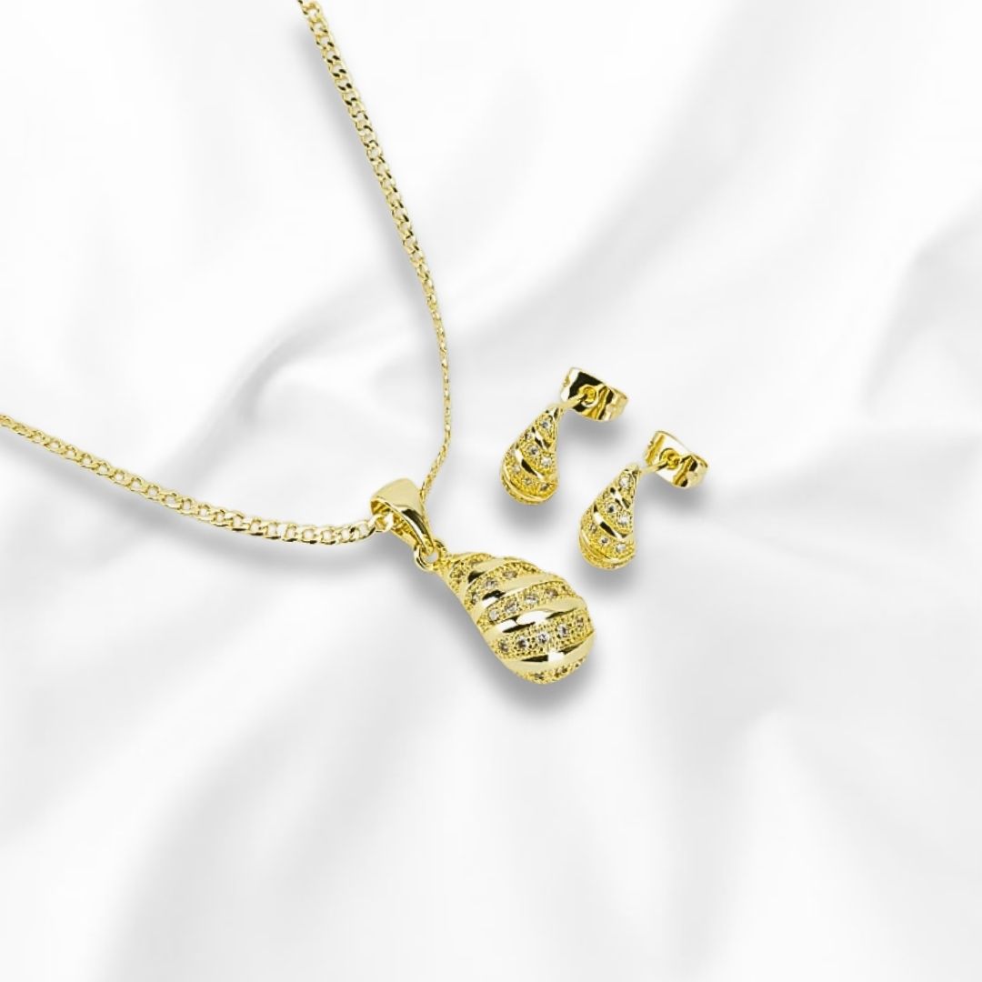 Juego Cadena + Arete + Dije - Cadena Medida 45cm