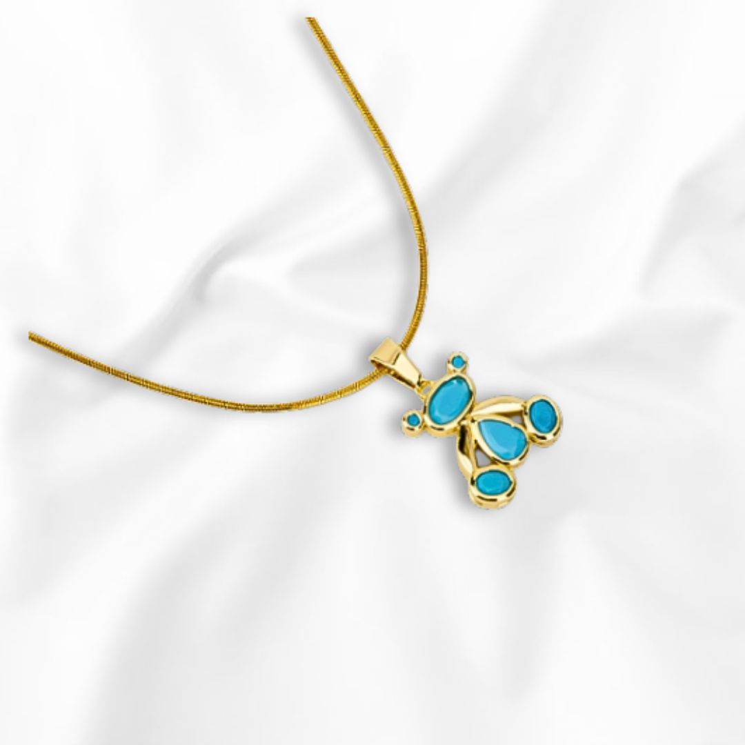 Dije y Cadena con Diseño de Oso Color Celeste