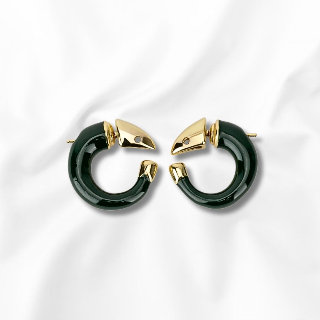 Arete Broquel Chico con Diseño Moderno Verde